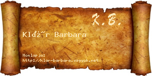 Klár Barbara névjegykártya